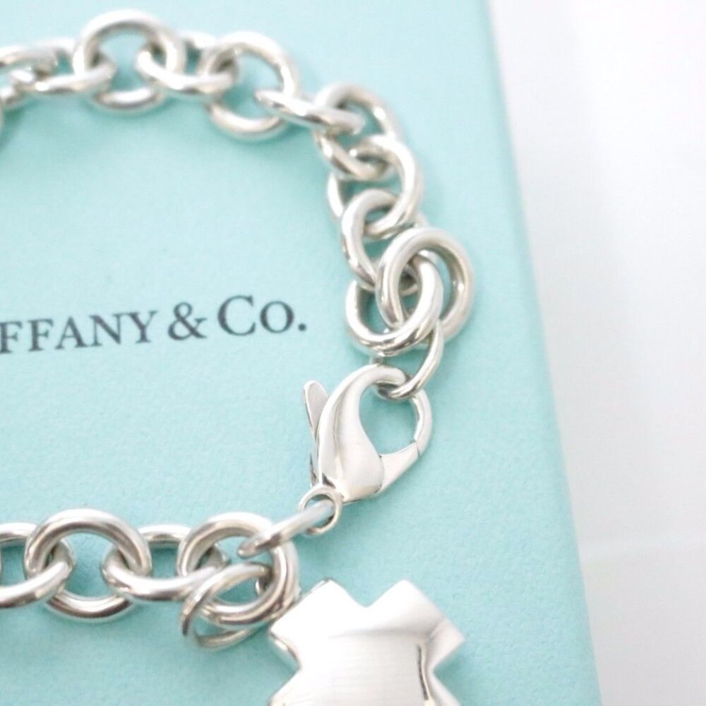 Tiffany & Co. Sterling Silver Cross Tag 7 1/2" Charm Bracelet - Picture 2 of 4